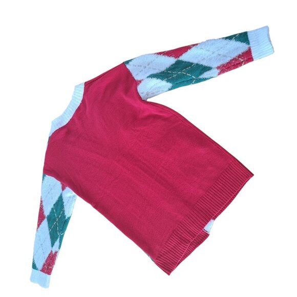 Holiday Time Embellished Cardigan Sweater Tunic Gnomes Snowflakes Argyle size M - Picture 6 of 16